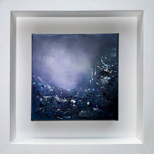 Lavender Dawn I, a framed original abstract painting by Sinéad Guilfoyle with misty purple and soft violet textures.