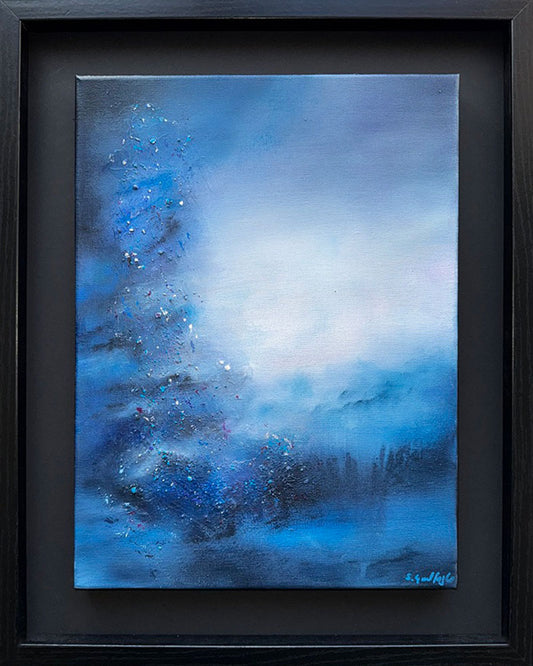 The Place Without Sound, a framed original abstract painting by Sinéad Guilfoyle with quiet, atmospheric textures